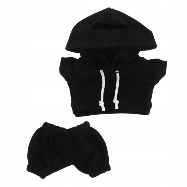 Set abbigliamento nero con felpa con cappuccio per bambole da 17 cm