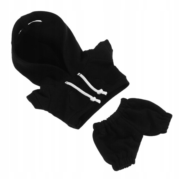 Set abbigliamento nero con felpa con cappuccio per bambole da 17 cm