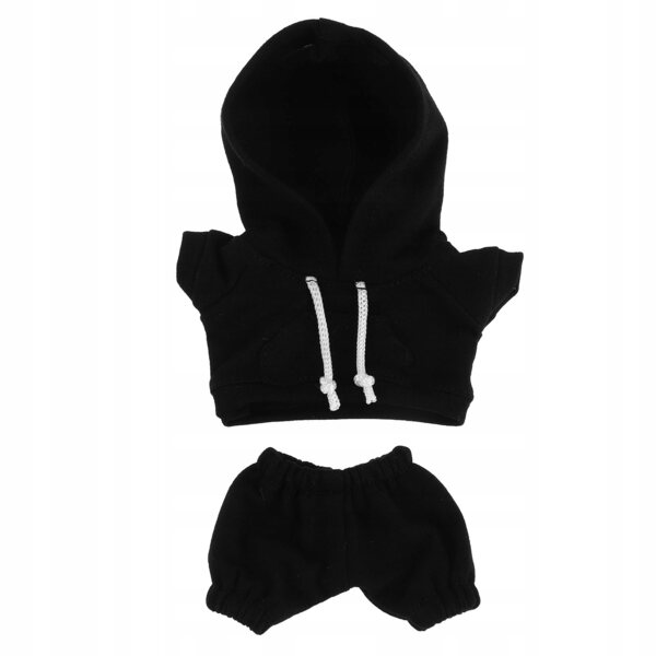 Set abbigliamento nero con felpa con cappuccio per bambole da 17 cm