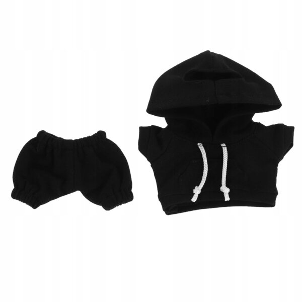 Set abbigliamento nero con felpa con cappuccio per bambole da 17 cm