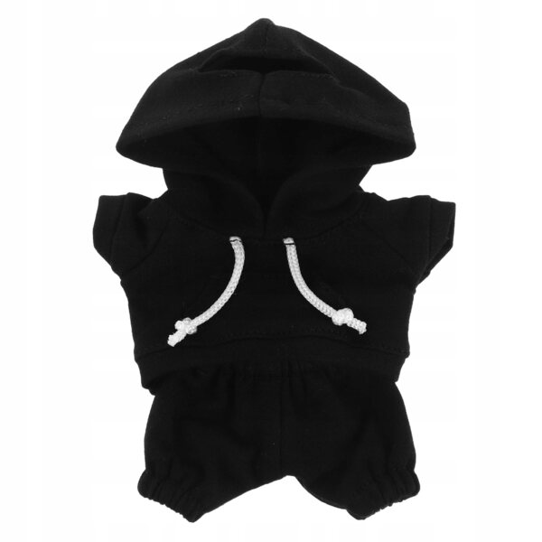 Set abbigliamento nero con felpa con cappuccio per bambole da 17 cm