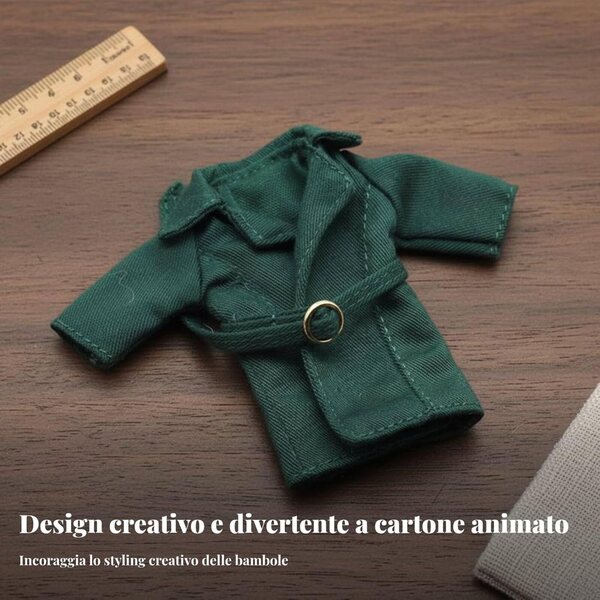 Klassischer grauer Trenchcoat für 1/12 BJD Doll – elegante und langlebige lange Jacke