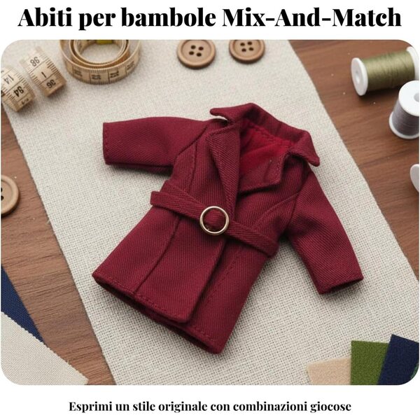 Klassischer grauer Trenchcoat für 1/12 BJD Doll – elegante und langlebige lange Jacke