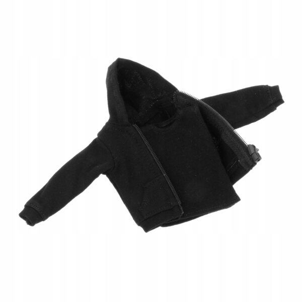 Kleidung Miniatur Mann 1:12 Weste und handgemachter schwarzer Kapuzenpullover