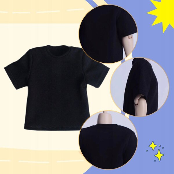 Schwarzes T-Shirt für 1/6 männliche Figuren – Freizeitkleidung für 12-Zoll-Puppen