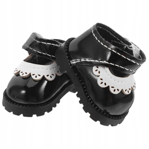 Scarpe nere per bambola 17 cm in PU morbido design elegante e comodo