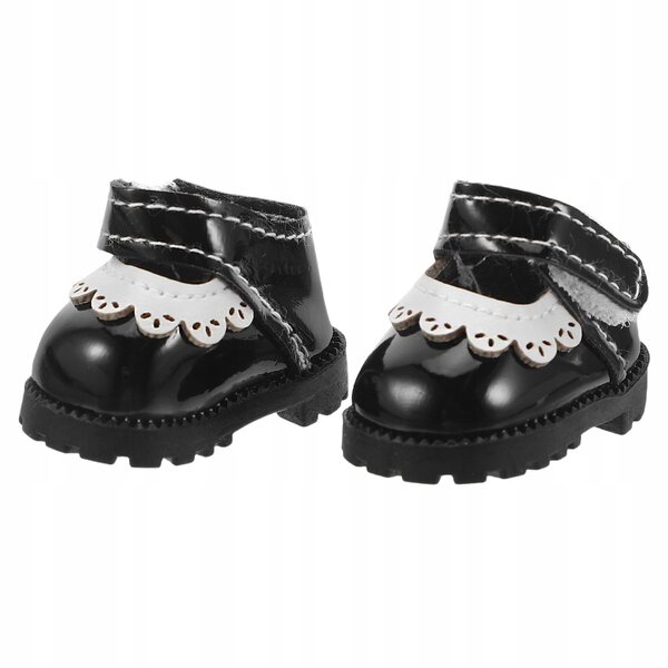 Scarpe nere per bambola 17 cm in PU morbido design elegante e comodo