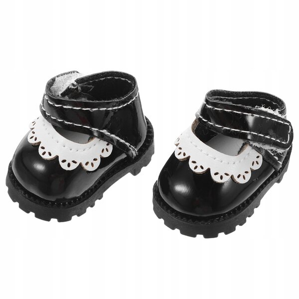 Scarpe nere per bambola 17 cm in PU morbido design elegante e comodo