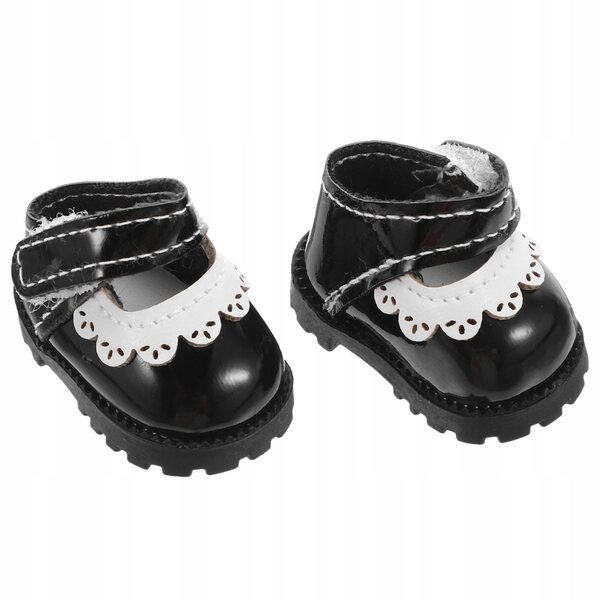 Scarpe nere per bambola 17 cm in PU morbido design elegante e comodo