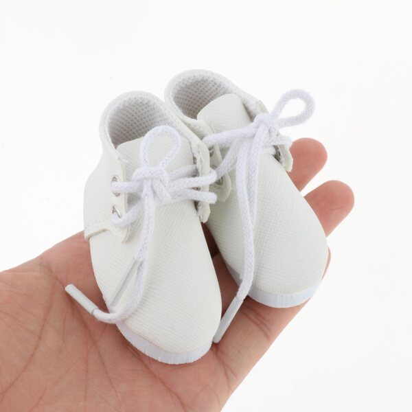 Scarpe moda per bambole 3 punti in pelle PU rosa, fatte a mano, 7x3 cm