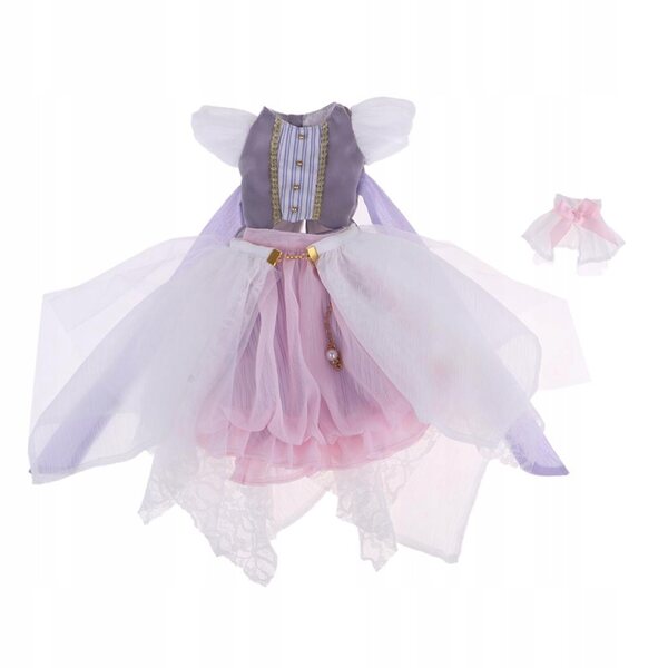 Elegantes graues Abendkleid mit Schleifenkragen für 1/4 BJD-Puppen