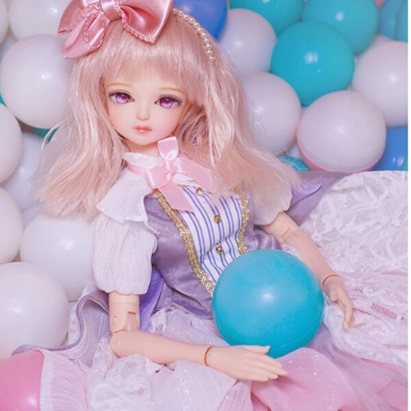 Elegantes graues Abendkleid mit Schleifenkragen für 1/4 BJD-Puppen