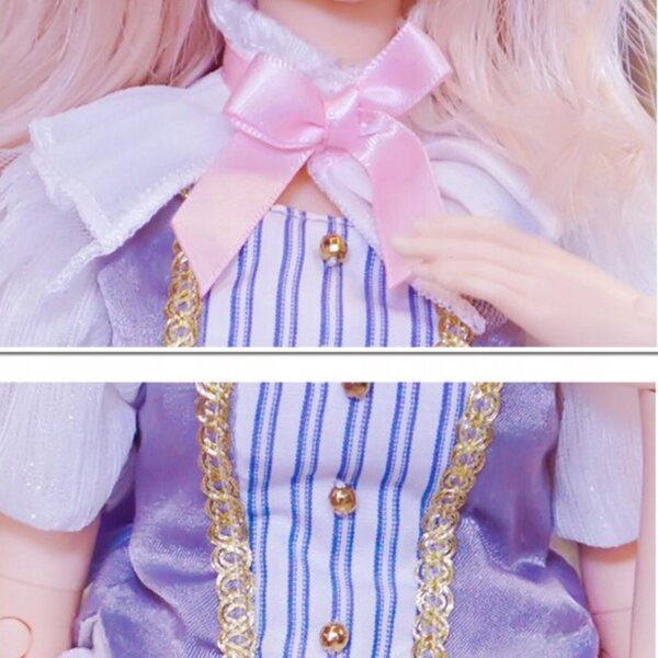Elegantes graues Abendkleid mit Schleifenkragen für 1/4 BJD-Puppen