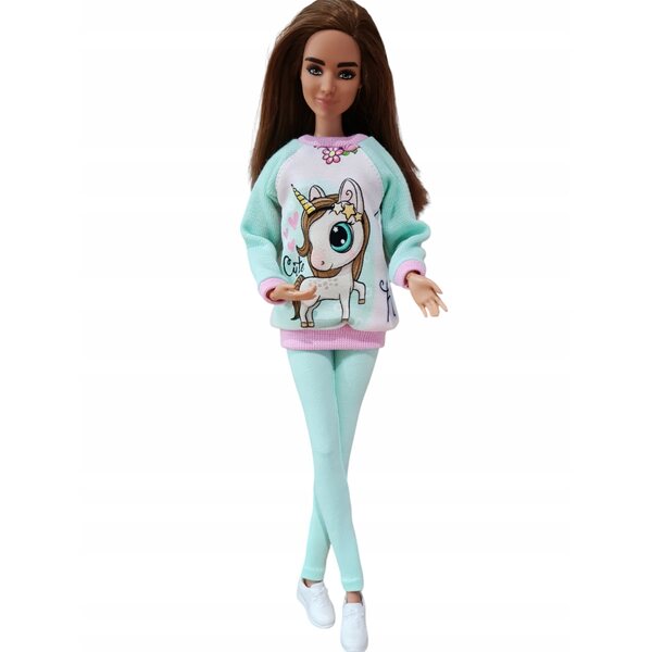 2-teiliges Puppenkleidungsset mit Sweatshirt und mehrfarbigen Leggings für Kinder ab 4 Jahren