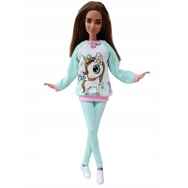 2-teiliges Puppenkleidungsset mit Sweatshirt und mehrfarbigen Leggings für Kinder ab 4 Jahren