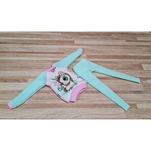 2-teiliges Puppenkleidungsset mit Sweatshirt und mehrfarbigen Leggings für Kinder ab 4 Jahren