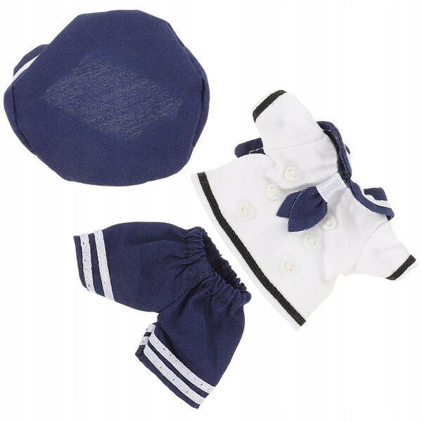 Komplettes Marine-Kleidungsset für Puppen aus blauem Stoff, inklusive Zubehör