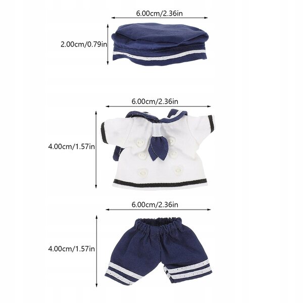 Komplettes Marine-Kleidungsset für Puppen aus blauem Stoff, inklusive Zubehör