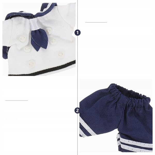 Komplettes Marine-Kleidungsset für Puppen aus blauem Stoff, inklusive Zubehör