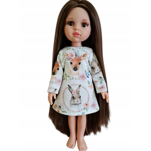 Kleid für Paola Reina 32 cm Puppe mit Waldtier-Print