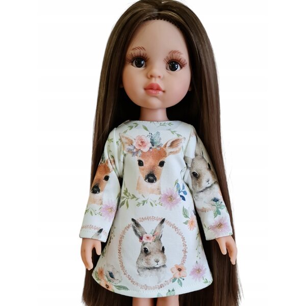 Kleid für Paola Reina 32 cm Puppe mit Waldtier-Print
