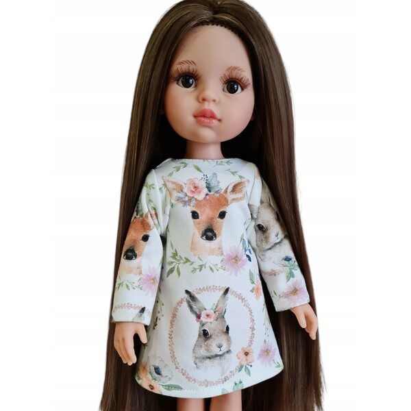 Kleid für Paola Reina 32 cm Puppe mit Waldtier-Print