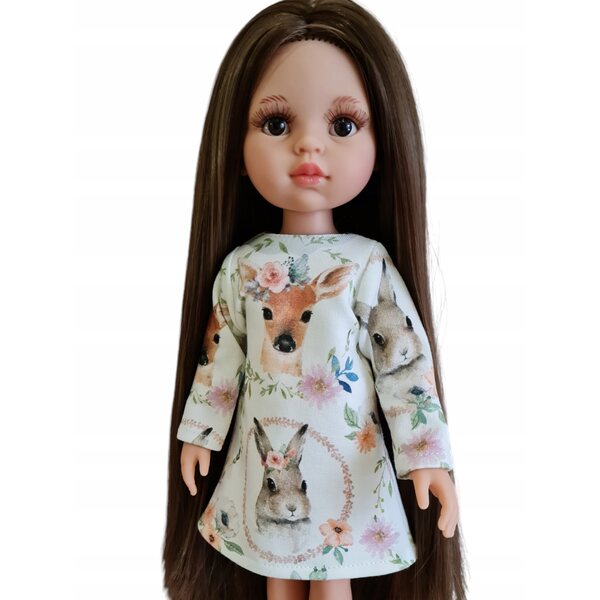 Kleid für Paola Reina 32 cm Puppe mit Waldtier-Print