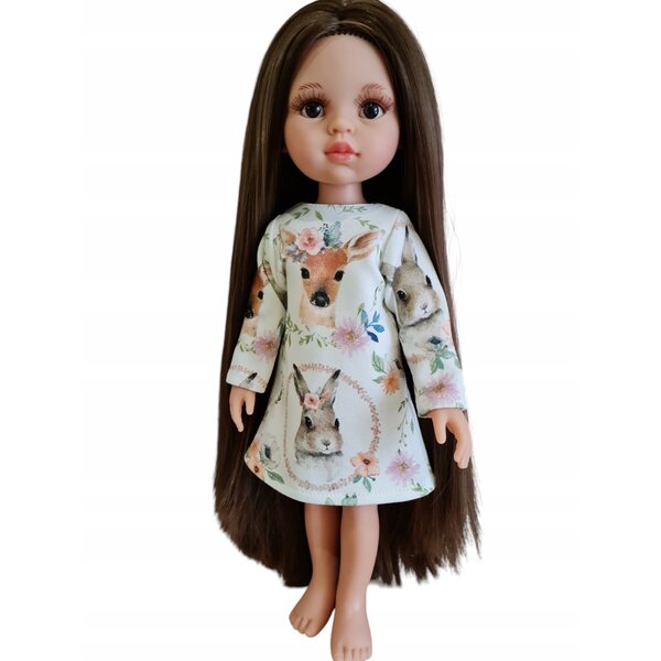 Kleid für Paola Reina 32 cm Puppe mit Waldtier-Print