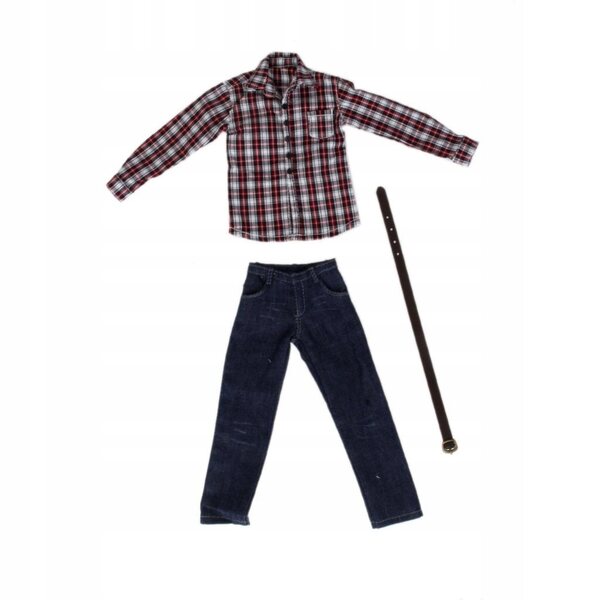 1/6 Bekleidungsset für 12" Figur mit kariertem Hemd und Blue Jeans