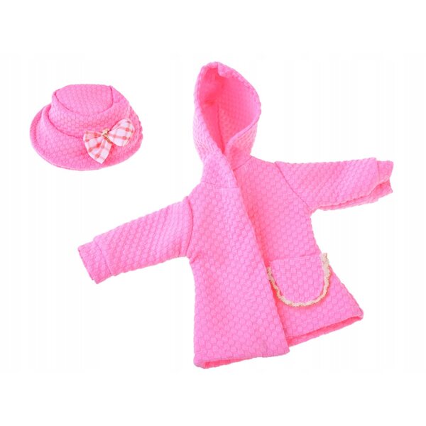 Rosafarbenes Kleidungsset für 36–40 cm große Puppen mit Kleid, Mantel und Hut