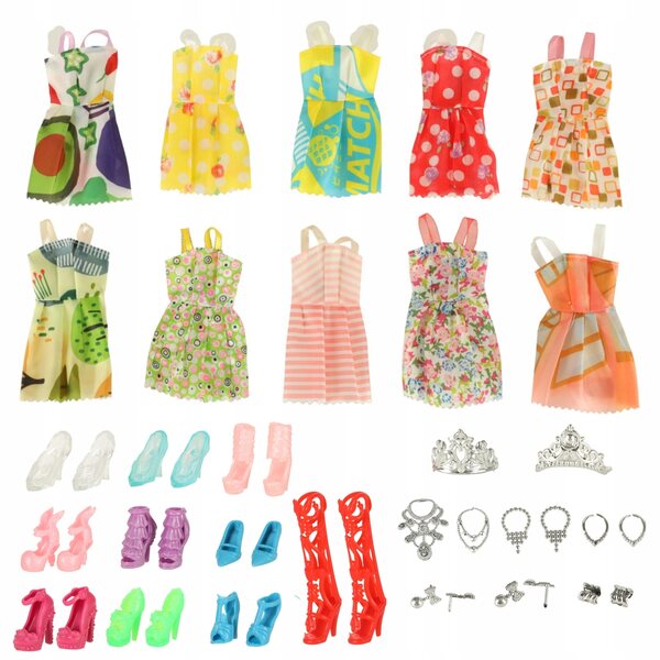 Komplettes Puppenkleidungs- und Zubehörset mit 34 Teilen zum Stylen