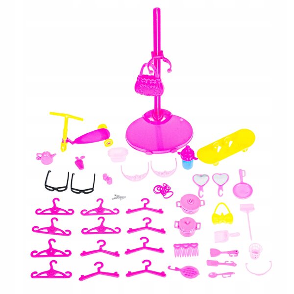 Buntes Set aus Kleidung, Accessoires und Schuhen für universelle Barbie-Puppen