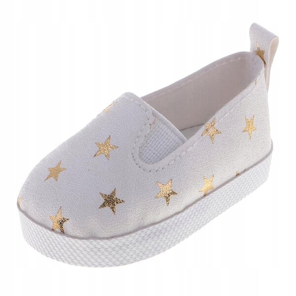 Freizeitschuhe aus PU-Leder mit goldenem Sternenmuster für 18-Zoll-Puppen