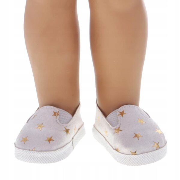 Freizeitschuhe aus PU-Leder mit goldenem Sternenmuster für 18-Zoll-Puppen