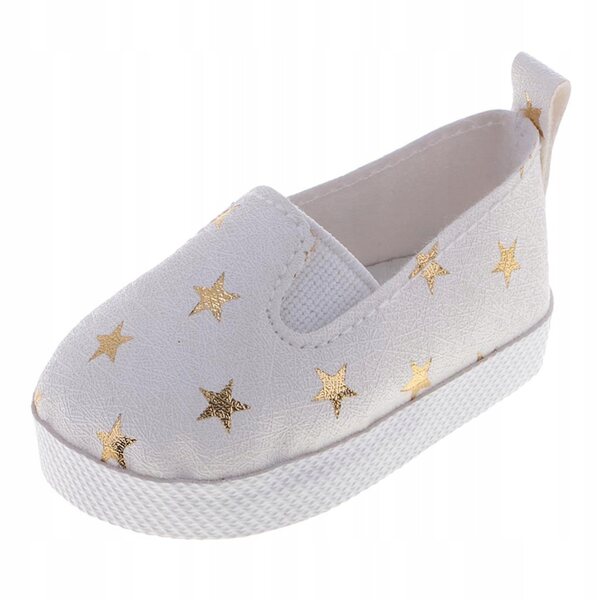 Freizeitschuhe aus PU-Leder mit goldenem Sternenmuster für 18-Zoll-Puppen
