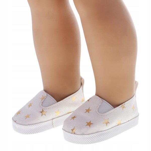 Freizeitschuhe aus PU-Leder mit goldenem Sternenmuster für 18-Zoll-Puppen