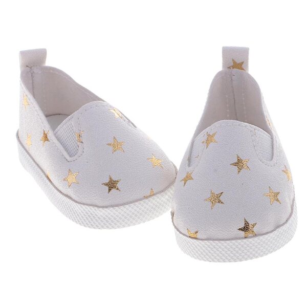 Freizeitschuhe aus PU-Leder mit goldenem Sternenmuster für 18-Zoll-Puppen