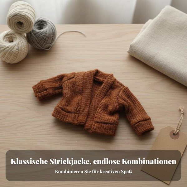 Cardigan in maglia Qianly multicolore per bambole 1/12 OB11 morbido e facile da vestire