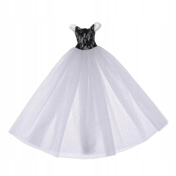 Prinzessinnen-Hochzeitskleid für 1/4 BJD-Puppen – Abendkleid, weißer Tüll, 43 cm