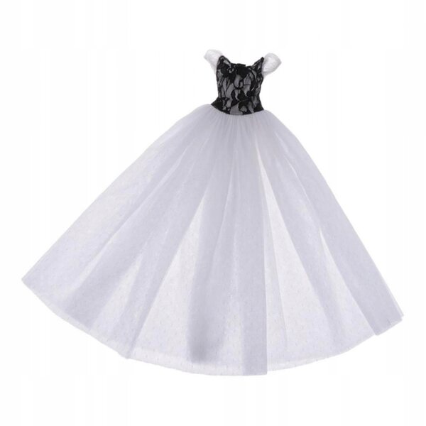 Prinzessinnen-Hochzeitskleid für 1/4 BJD-Puppen – Abendkleid, weißer Tüll, 43 cm