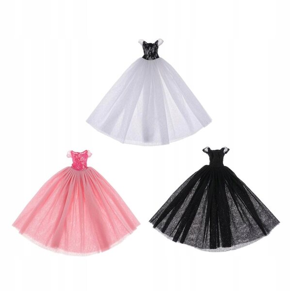 Prinzessinnen-Hochzeitskleid für 1/4 BJD-Puppen – Abendkleid, weißer Tüll, 43 cm