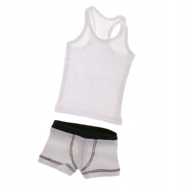 Set biancheria e gilet bianco per action figure 12 pollici 1/6 in cotone