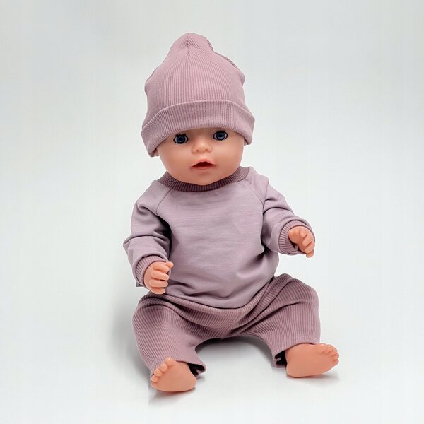 Lavendelfarbenes Kleidungsset für Baby Born Puppen 42-43 cm mit Hut
