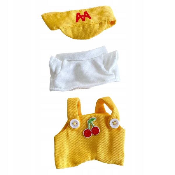 Plüschkleidung für 15–17 cm große Puppen – weiches und stilvolles gelbes Kleidungsset