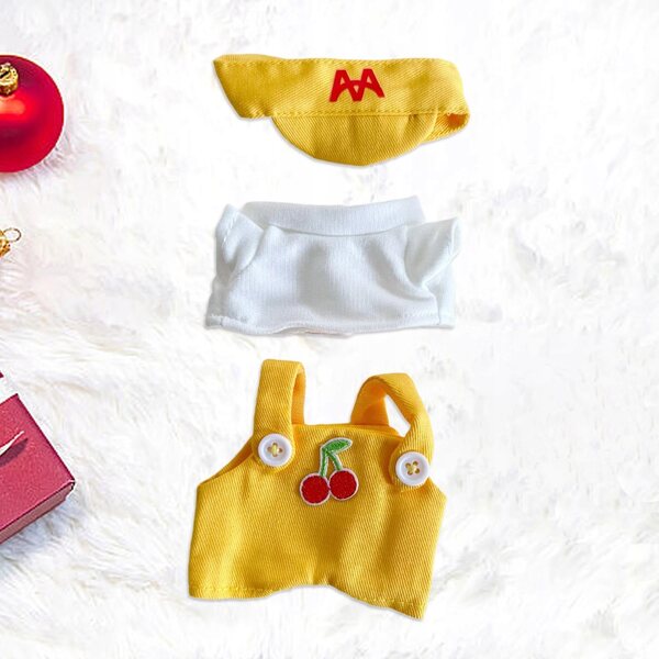 Plüschkleidung für 15–17 cm große Puppen – weiches und stilvolles gelbes Kleidungsset