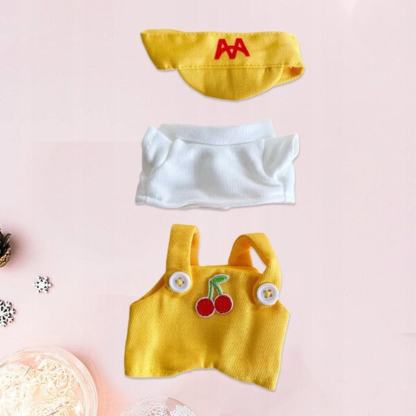 Plüschkleidung für 15–17 cm große Puppen – weiches und stilvolles gelbes Kleidungsset