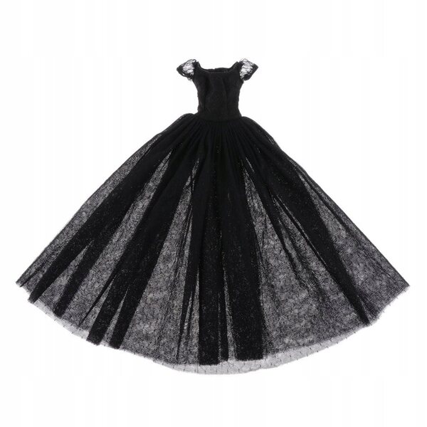 Elegantes Hochzeitskleid für 1/4 BJD-Puppe in Schwarz, Rosa und Weiß, 43 cm