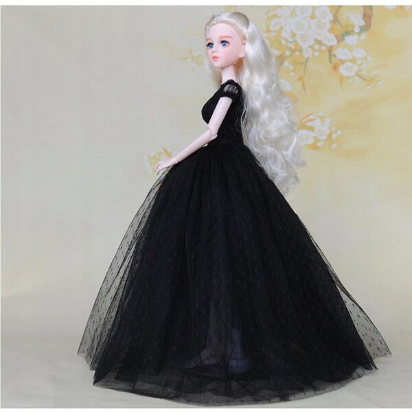 Elegantes Hochzeitskleid für 1/4 BJD-Puppe in Schwarz, Rosa und Weiß, 43 cm