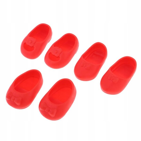 Set 3 paia sandali e pantofole per bambole 25 cm rosse, accessori moda