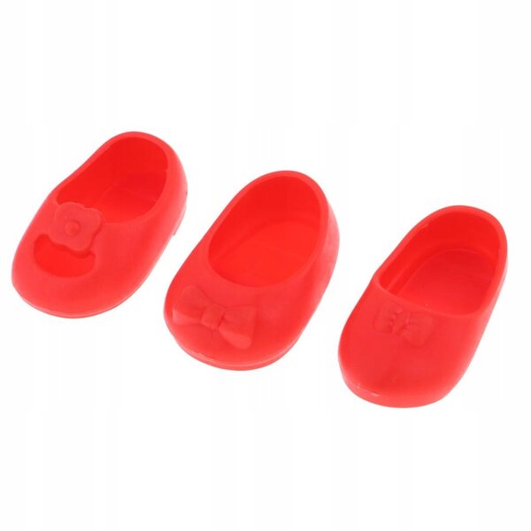 Set 3 paia sandali e pantofole per bambole 25 cm rosse, accessori moda